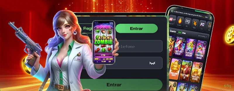 Imagem promocional da 69q mostrando a plataforma e suas vantagens